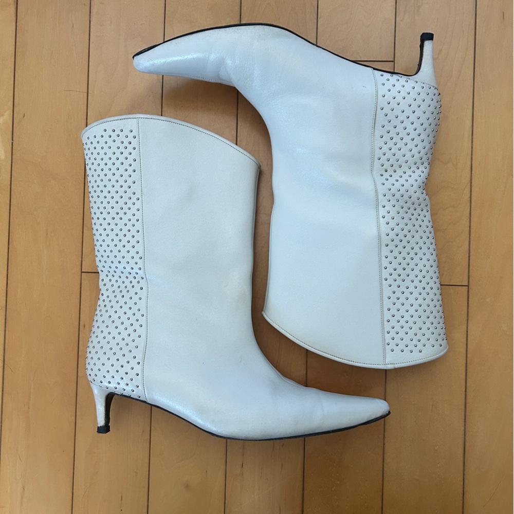 Anine Bing Reagan white leather boots, size 9 - Picture 2 of 16